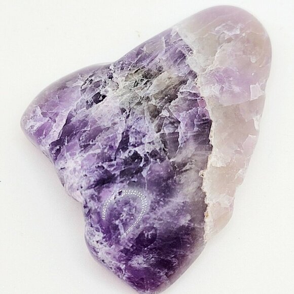 Amethyst Tumbled Stone Flat Back Triangular Great For Beaded Cabochon Striations - Picture 1 of 5